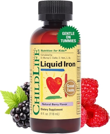 ChildLife Essentials Liquid Iron - Dietary Supplement for Infants, Baby, Kids, Toddlers, Children, and Teens - Natural Berry Flavor, 4 Fluid Ounces (118ml)