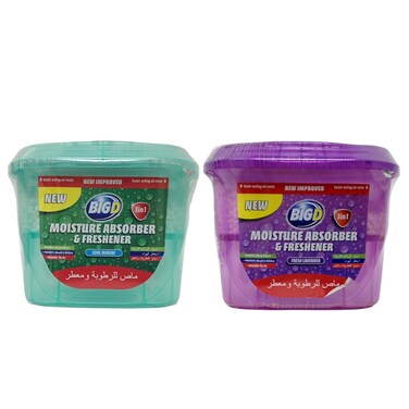 Big D Moisture Absorber and Freshener Pack of 2 - 12 Weeks &ndash; Fast-Acting, Spill-Proof, Odor Prevention, Mold &amp; Mildew Control