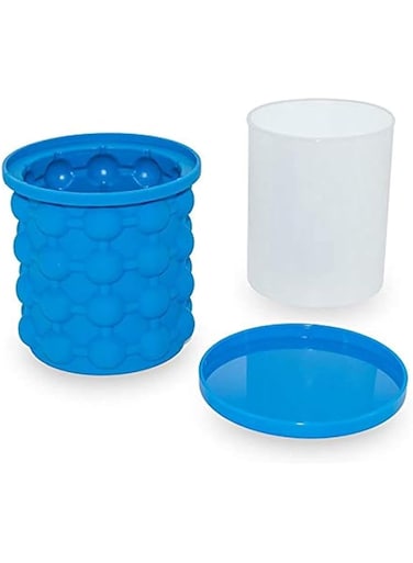 Uubuy Ice Bucket, Silicone Bucket &amp; Mold with Lid, Space Saving Cube Maker, Portable Silicon Maker for Frozen Whiskey, Cocktail, Beverages