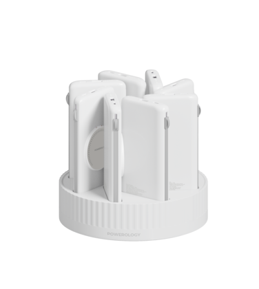 Powerology 8in1 Station 10000mAh PD 120W QC Wireless Power Bank 10000mAh * 8 ,Multi-Output Power Bank,Rapid Recharging Station,Built-in Safeguards,Wireless Output