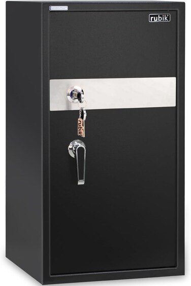 Rubik Safe Box Large with Key Lock, Secure Locker for Money Files folder Documents Jewelry Home Office RB75K (Size, 75x40x40cm) Black
