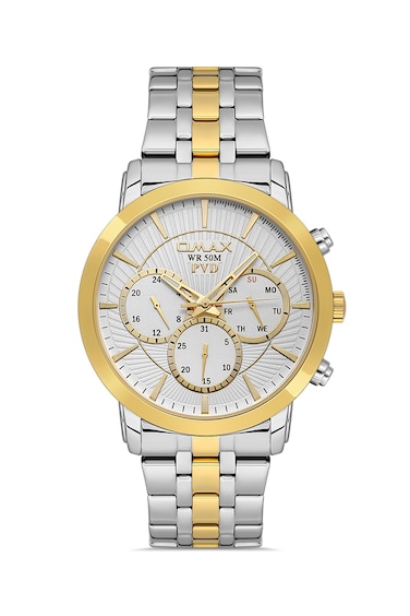 Omax Watches for Men Silver &amp; Gold Stainless Steel Strap 41mm Round Shape White Analog Chronograph Quartz Wrist Watch For Men's 100% Waterproof Business Casual Wear Gift Made in Japan 1 Year Warranty