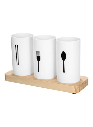 Silverware Cutlery Holder For Chopsticks Spoons Forks White 24.3*9.3*13.5cm
