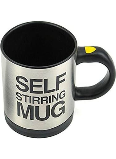 Automatic Electric Self Stirring Mug Coffee Mixing Drinking Cup Silver-Black