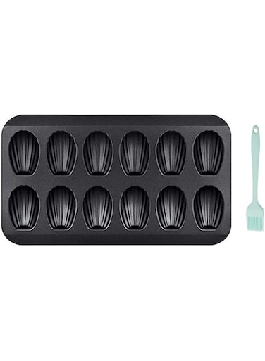SYOSI Madeleine Pans, 12-Well Nonstick Baking Pans, Shell Shape Pan Trays, Heavy Duty Shell Shaped Mini Cookies Cake Mold Pan for Oven Baking, Warp Resistant Shell Shape Madeleine Mold Cake Pan