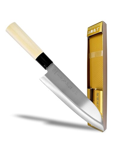 Product of Gifu Japan Seki TSUBAZO ese Utility Chef Kitchen Knife, Stainless Steel Santoku Knife, Shiraki Handle, 170 mm (6.7 in)