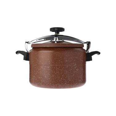 Non-Stick Aluminum Pressure Cooker with Granite Coating, 5 Litre - Brown Speckled Finish