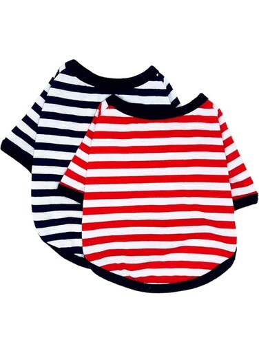 ChicAbode 2 Pack Dog Shirts, Striped Dog Clothes, Puppy Stretchy Vests, Lightweight Pet T-Shirts, Breathable Pet Apparel, Puppy Sweatshirt Dog Clothes for Small to Medium Dogs Puppy, Black, Red, XL