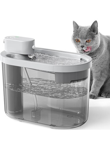 Mudvime Cordless &amp; Rechargeable Battery Operated Cat Water Fountain, Ultra Quiet Cordless Pet Drinking Fountain with Motion Sensor, 74oz/2.2L Automatic Cat Water Dispenser, Cats Inside and Outdoor Use