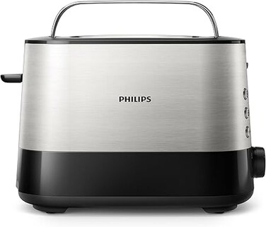 Philips Viva Collection Toaster - Wide 2 Slots, Built in Bun Warmer, Auto-off, 7 Toasting Levels - HD2637/91