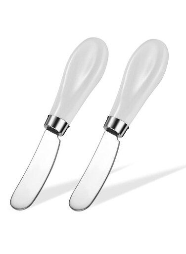 Pack Stainless Steel Butter Spreader Knife, Butter Knife with White Porcelain Handle, Cheese Butter Spreader Knives for Kitchen