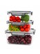 Set of 3 Premium Airtight Food Storage Box Japan Quality BPA-Free Leakproof Stackable Space-Saving Container Set for Fruit Vegetable and Meal-Prep T114606
