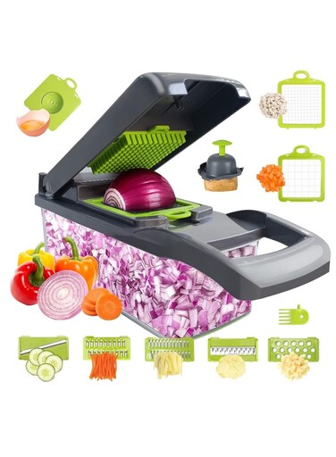 NEW Vegetable Chopper Pro Onion Chopper &acirc;&euro;&ldquo; 13-in-1 Multifunctional Food Chopper, Kitchen Slicer Dicer Cutter, 8 Blades Salad &amp; Potato Mandolin Slicer with Container, Easy Veggie Prep Tool