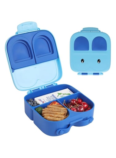 JZS Bento Kids Lunch Box, Ideal Leak-Proof Bento Box for Kids,3 Compartments for On-the-Go Meals BPA-Free Microwave &amp; Dishwasher Safe(Blue)