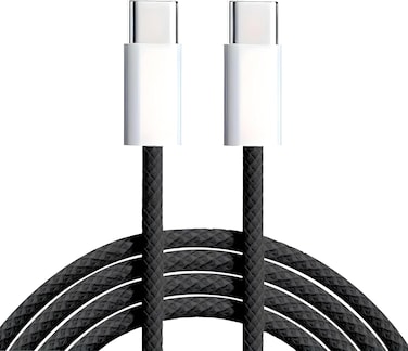1st Wave USB-C to USB-C Cable 1M &ndash; Ultra-Fast 60W Power Delivery, High-Speed Data Transfer, Reinforced Braided Design for Maximum Durability, Compatible with Smartphones, Tablets &amp; Laptops &ndash; Black