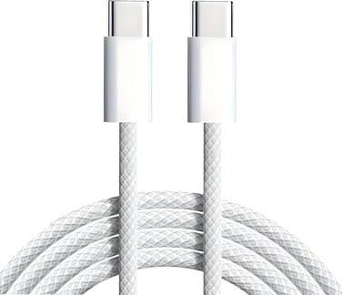 1st Wave USB-C to USB-C Cable 1M &ndash; Ultra-Fast 60W Power Delivery, High-Speed Data Transfer, Reinforced Braided Design for Maximum Durability, Compatible with Smartphones, Tablets &amp; Laptops &ndash; White