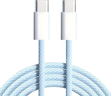 1st Wave USB-C to USB-C Cable 1M &ndash; Ultra-Fast 60W Power Delivery, High-Speed Data Transfer, Reinforced Braided Design for Maximum Durability, Compatible with Smartphones, Tablets &amp; Laptops &ndash; Blue