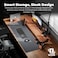 First Wave Monitor Stand Riser &ndash; 95&times;33.5cm Wooden Platform with Storage Shelf, Ergonomic Desktop Organizer for PC, Laptop &amp; Monitor &ndash; Walnut Finish