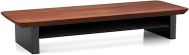 First Wave Monitor Stand Riser &ndash; 95&times;33.5cm Wooden Platform with Storage Shelf, Ergonomic Desktop Organizer for PC, Laptop &amp; Monitor &ndash; Walnut Finish