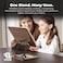 First Wave Adjustable Wooden Book Stand &ndash; 360&deg; Rotating Hands-Free Holder with Height &amp; Angle Adjustment, Page Clip, Compatible with Cookbooks, Magazines, Laptops &amp; Tablets &ndash; Foldable, Walnut