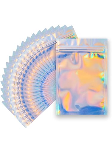 200 Pcs Zip Lock Bags, Resealable Mylar Bags Aluminum Foil Bags Double-Sided Foil Flat Ziplock Food Storage Bags for Candy Cookies