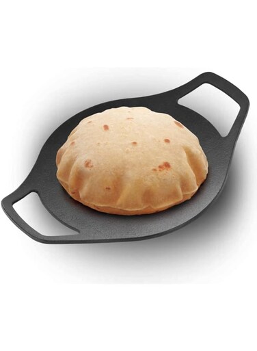 Hawkins Futura 24 cm Cast Iron Tava, Cast Iron Tawa for Roti, Cast Iron Cookware for Kitchen, Black (CIT24)