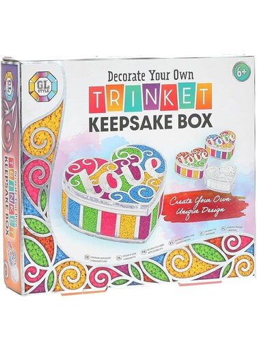 RMS GL Decorate Your Own Trinket Keepsake Box, Multicolour