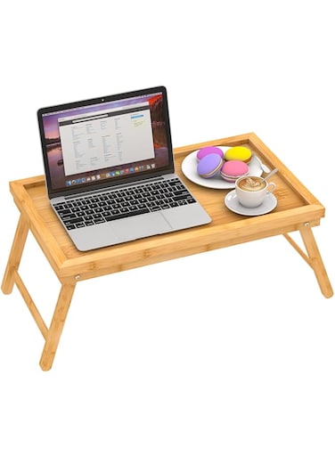 Zhuoyue Bamboo Bed Tray with Folding Legs, Lap Tray Breakfast Tray Great for Breakfast in Bed or Eating Tray