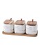 3-Piece Spice Jar Set With Base White/Brown 360ml