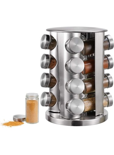 16-Piece Spice Sprinkler Bottle Set Silver/Clear 35 x 25 x 25cm