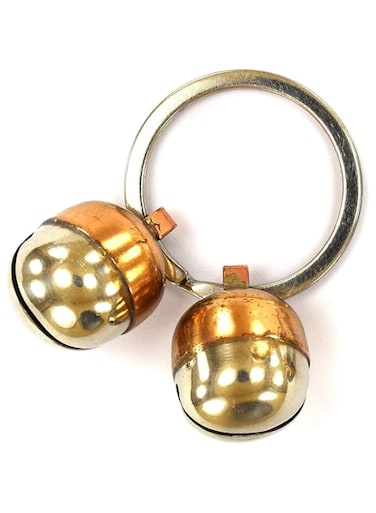 Abdul of Sialkot Extra Loud Pair of Cat &amp; Dog Brass Silver Bells Collar Charm Pet Tracker Acorn Falconry Silver Bottom &amp; Brass Top
