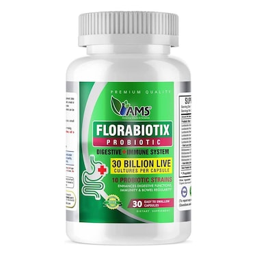 AMS Florabiotix 30 Billion Probiotic Capsule For Digestion, Bowel Regularity &amp; Immunity Support, Pack of 30's