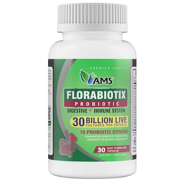 Ams Florabiotix Probiotic Supplement 30 Billion Capsule For Digestion, Bowel Regularity &amp; Immunity Support, Pack of 30 Tablets