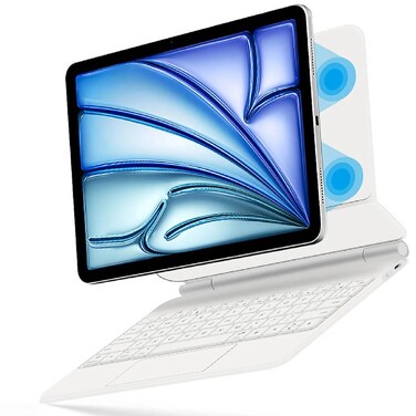 TRON Magic keyboard for iPad Air 13 Inch M2 2024 Backlight TrackPad Smart Keyboards Cover Magnetic Case Folio 2018-2022 iPad Pro 12.9" White