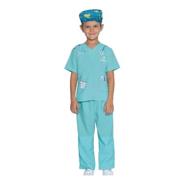 Mad Toys Doctor Surgeon Kids Professions Career Dress Up Roleplay Halloween Theme Party Costumes, Large 7-8 Years