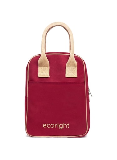 Eco Right Lunch Bags for Office Women &amp; Men, Insulated Lunch Bag for Kids, Tiffin Bag with Bottle Holder (Beige and Maroon)