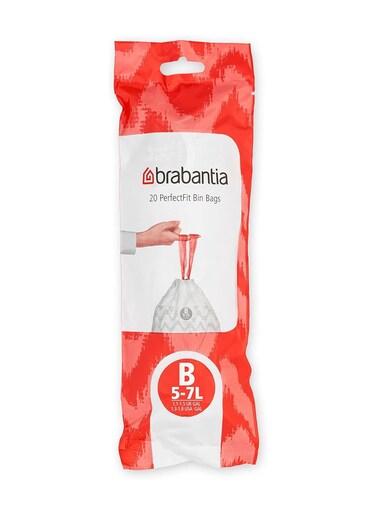 Brabantia bin Liners Size B 5 L Trash Bags, 20 Bags White