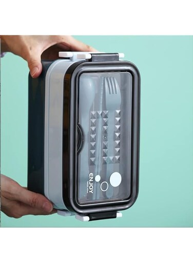 COOLBABY Premium Food Container with Soup Bowl and Cutlery &ndash; Insulated Lunch Box with 3 Layers &ndash; Stainless Steel Bento Lunch Box &ndash; Leakproof Design and Side Handles - 21.5 x 11.5 x 11cm (Green)