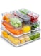 KUMD 10 Pack Fridge Organizers and Storage, Stackable Refrigerator Organizer Bins with Lids, BPA-Free Produce Fruit Storage Containers for Fridge Organizers, for Food, Drinks, Vegetable