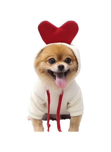 Dog Hoodie, Dog Basic Sweater Coat Cute Shape Warm Jacket Pet Cold Weather Clothes Outfit Outerwear for Cats Puppy Small Largr Dogs, Fleece Sweater Cartoon Clothing (Red,Medium)