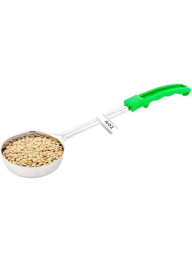 Restaurantware-Met Lux 4 Ounce Portion Ladle, 1 With Green Handle Portion Serving Spoon - Does Not Corrode, Dishwashable, Stainless Steel Portion Control Serving Utensil, Multipurpose