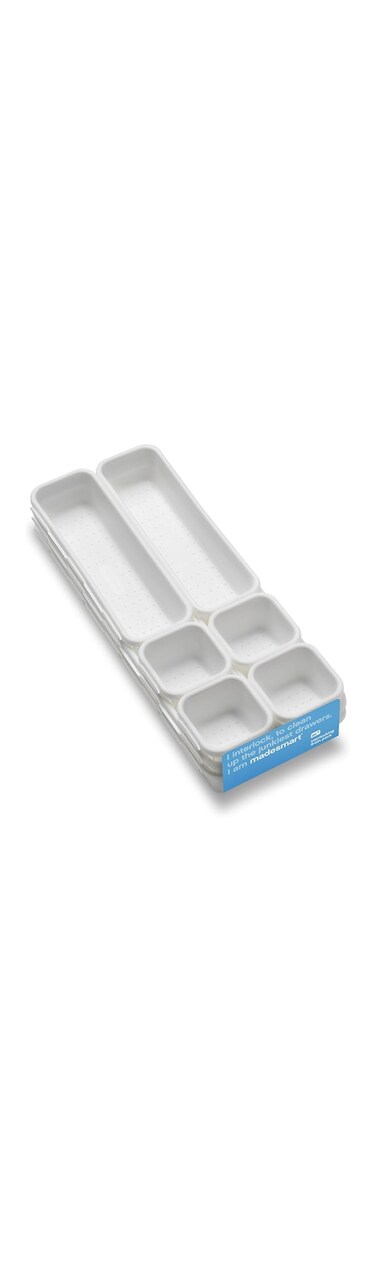 Madesmart Value 8-Piece Interlocking Bin Pack   Durable   Easy To Clean   Bpa-Free 9-Piece Bin White 59002