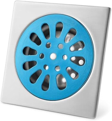 Fitto Stainless Steel Bathroom Floor Drain with Hair Strainer &amp; Odor Trap, Square Shower Floor Waste Cover, Anti-Clog