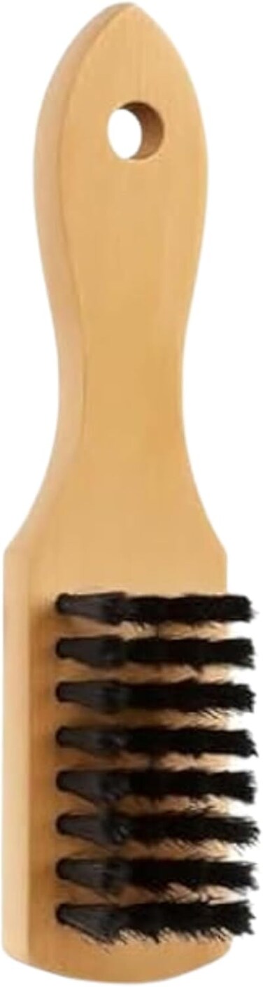 Fitto Wooden Shoe Brush - Stiff Bristle Shoe Cleaning Brush for Leather &amp; Suede Shoes Boots - Wooden Handle Shoe Care Brush