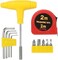 Fitto T-handle Multipurpose Hand Tool Set with 2m Tape Measure, Interchangeable Bits, Carry Case, Ergonomic T-shaped Handle for DIY Home Repair