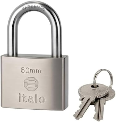 Fitto 60mm Padlock with Keys - Solid Metal Security Lock with Hardened Shackle for Gate Door Locker Shed