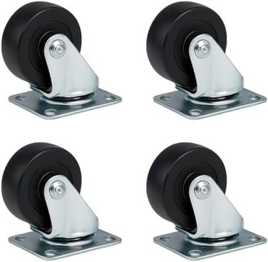 Fitto 1.5 Inch Caster Wheels Black - Pack of 4   Replacement Furniture & Chair Swivel Rolling Wheels 38mm