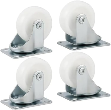 Fitto 2 Inch White Caster Wheels Pack of 4 - Swivel Furniture Replacement Casters, Nylon Chair Wheels, Silent Non-Marking, Universal Fit