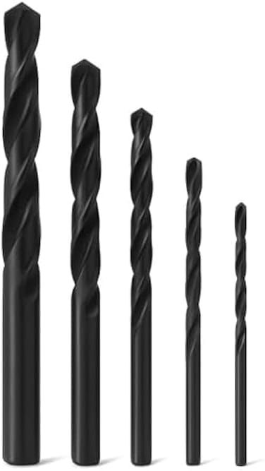 Fitto Twist Drill Bits Pack of 5 - Assorted Sizes Twist Drill Bit Set for Metal Wood Plastic Straight Shank