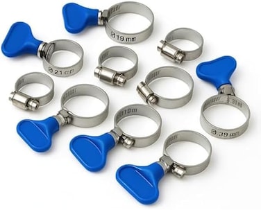 Fitto Adjustable Hose Clamps 8-29mm Pack of 10 - Hose Clips for Pipe, Tubing, Automotive, Plumbing, Garden Repairs